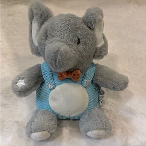 Adorable Gray Elephant Plush with Blue Outfit